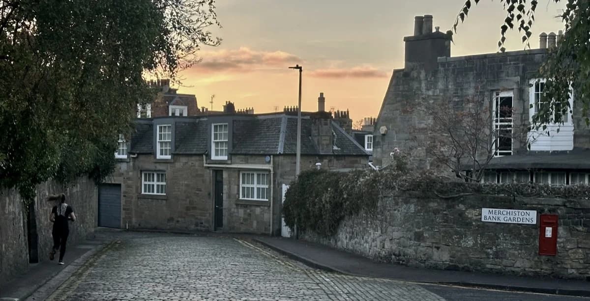 Looking down Albert Terrace from outside our house - a peaceful residential street